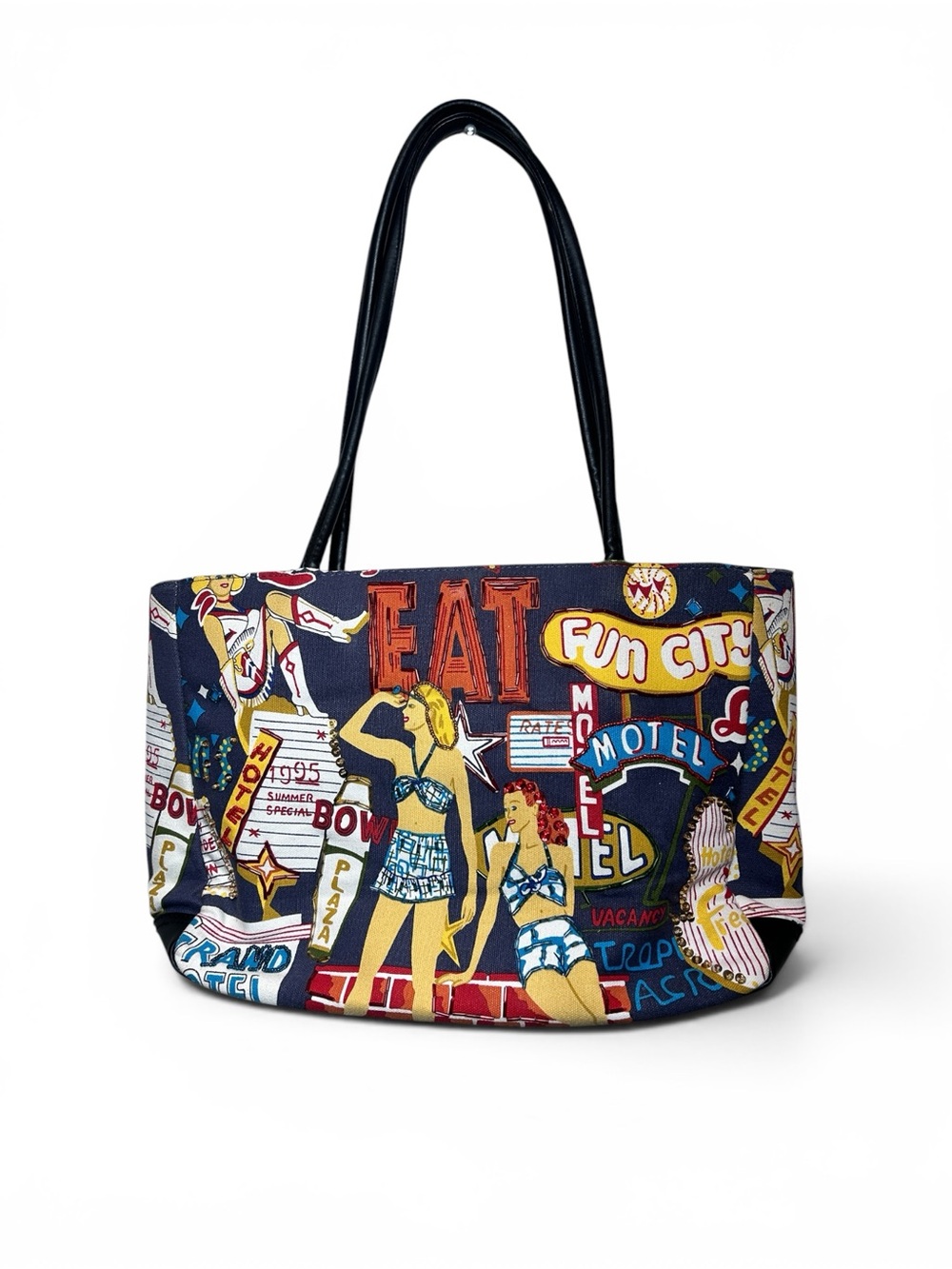 Vintage Retro Pinup Beaded Tote Bag